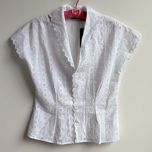 NWT Ralph Lauren Women’s White Sleeveless Eyelet Button Down Top Size 4